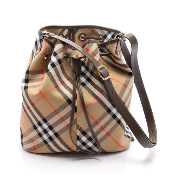 Burberry Handbags - Burberry Check Shoulder Bag Canvas Leather Beige Brown Multicolor